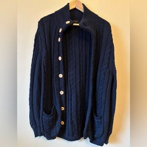 J. Crew Blue Cable Knit Cardigan Sweater